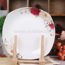 delicate porcelain square plate with decal ceramic square plate